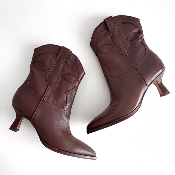 NEW Dolce Vita Angel Cowgirl Boots Kitten Heel Chocolate Brown Western Bootie - Picture 2 of 8